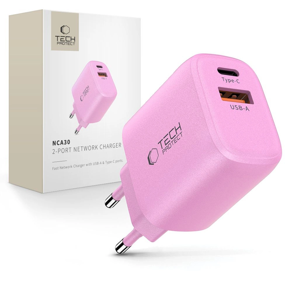 RYCHLÁ SÍŤOVÁ NABÍJEČKA USB-C TYPE-C USB-A PD-30W DUAL PORT