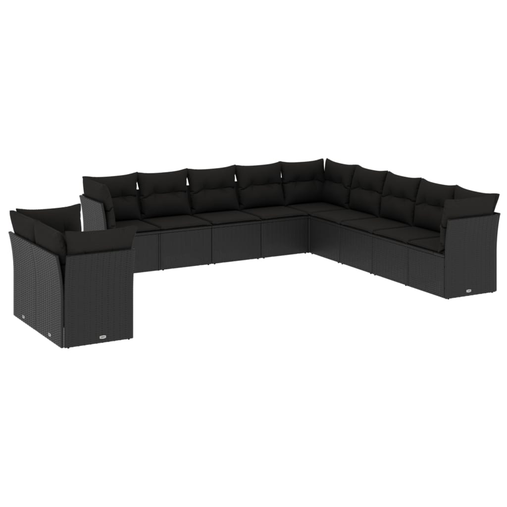 11 részes fekete polyrattan kerti ülőgarnitúra párnákkal (3217875)