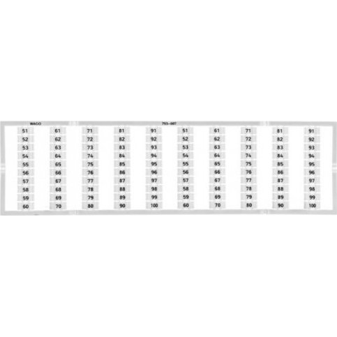 WAGO 793-607 Megnevező kártyák Fehér 5 db