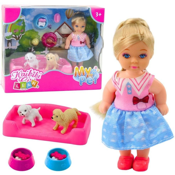 Mini Baba Szett Két Kutyával, ággyal, Etetőtállal- 24526