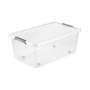 Box with lid on wheels clipbox Leo 59x38x24cm 37L transparent 4052396109757