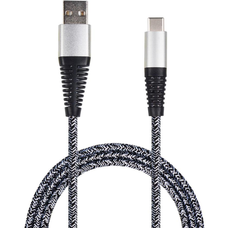 2GO USB-A apa - USB-C apa Adat és töltő kábel - Ezüst/Fekete (1m) (795953)