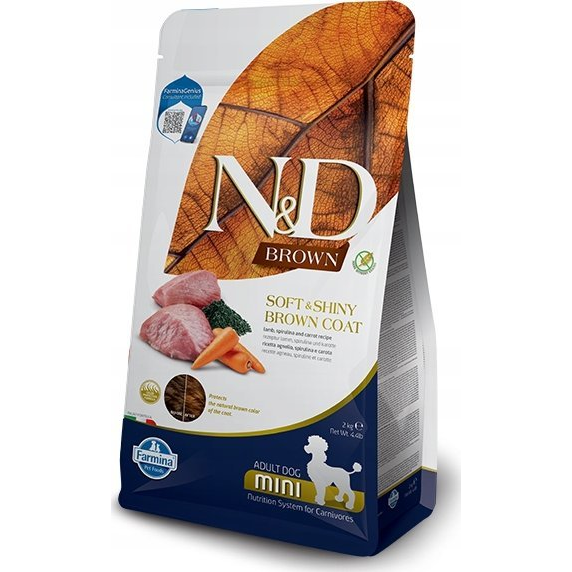 N&D Soft&Shiny Brown Coat Dog Bárány, Spirulina&sárgarépa Adult Mini 2 kg