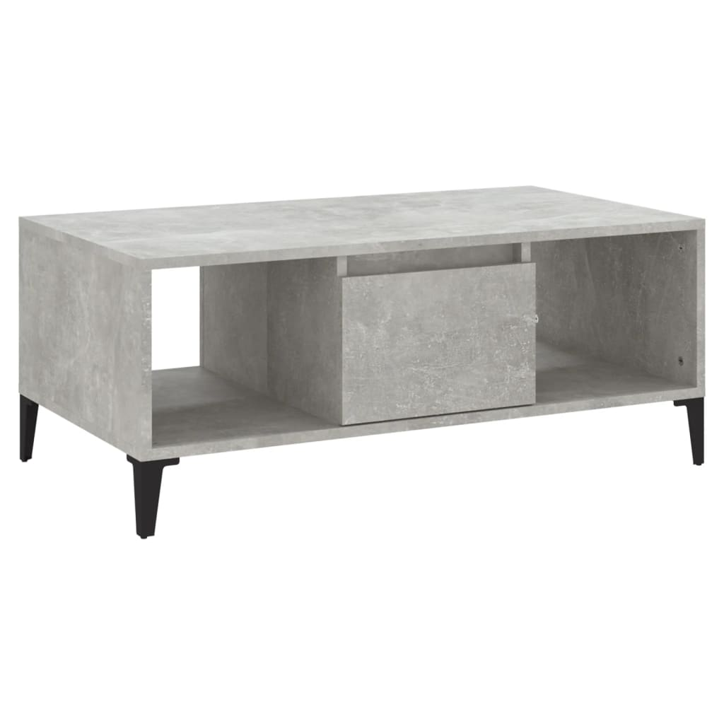 betonszürke szerelt fa dohányzóasztal 90x50x36,5 cm (821072)