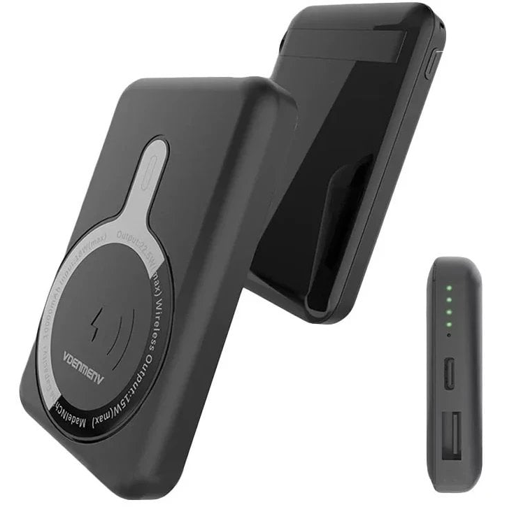 Denmen PD+ MagSafe Powerbank 10000mAh 15W Vezeték Nélküli Fekete (35883)