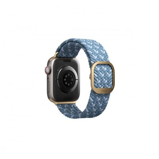 Каишка за часовник Apple Watch Series 4/5/6/7/8/SE/SE2, Uniq, 40/38/41 mm, полиестер/неръждаема стомана, син