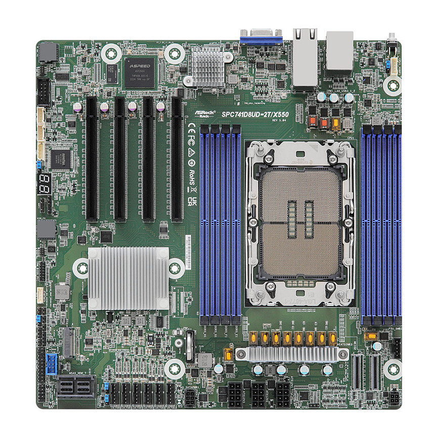 ASRock SPC741D8UD-2T/X550, 1xSKT LGA4677, 4Gen. Intel Xeon Scalable, C741, 8xDIMM, SATA, 1xM.2, 2x10GbE, IPMI (SPC741D8UD-2T/X550)