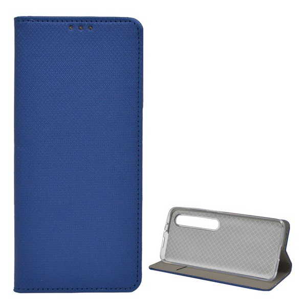 Tok álló, bőr hatású (FLIP, oldalra nyíló, asztali tartó funkció, rombusz minta) SÖTÉTKÉK [Xiaomi MI 10 Pro 5G] (5996457957576)