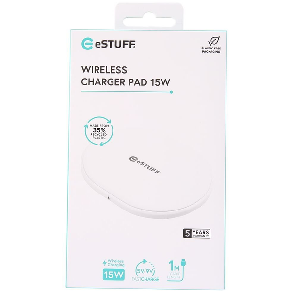 eSTUFF ES638003 Caricabatterie per dispositivi mobili Smartphone Bianco USB Carica wireless Interno