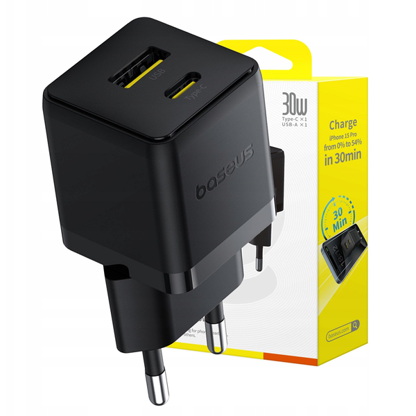 Ładowarka sieciowa Baseus Palm 30W USB-C USB-A - czarna