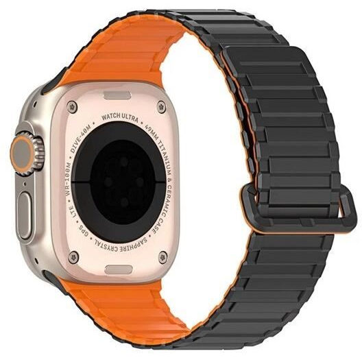 Dux Ducis KJ Apple Watch Series 1 42mm nagy méretű mágneses szilikon pótszíj fekete-narancssárga (GP-162523)