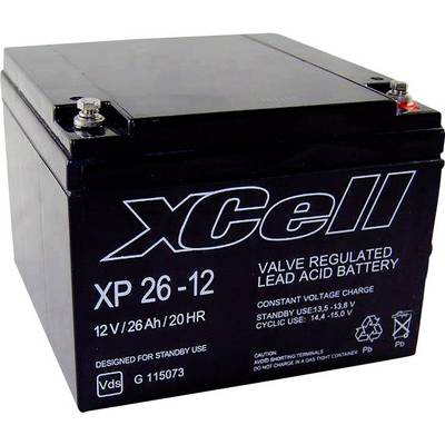 Ólom zselés akku AGM 12 V 26 Ah 165 x 127 x 176 mm XCell XP2612 (XCEXP2612)