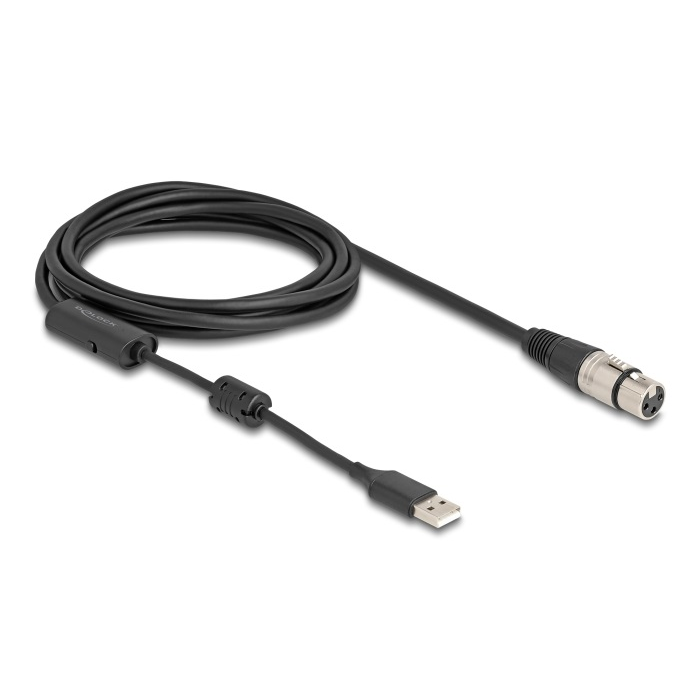 Delock Magas felbontású audio analóg - digitális átalakító kábel XLR 3 tű A típusú USB 3 m (84178)