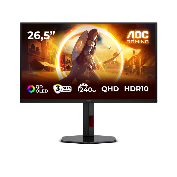 AOC G4 Q27G4ZDR computer monitor 67,3 cm (26.5") 2560 x 1440 Pixels Quad HD QD-OLED Zwart, Rood