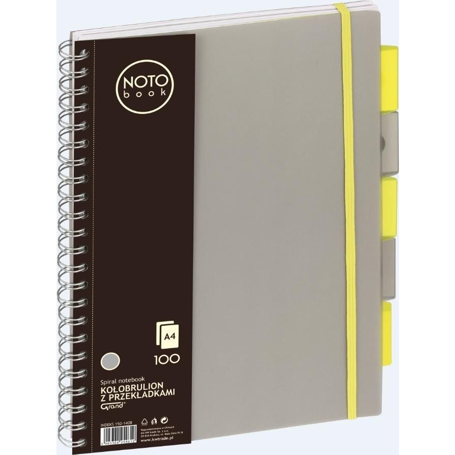 Spirálfüzet Regiszteres Grand A/4 Kockás 100 Lapos Szürke (325202)