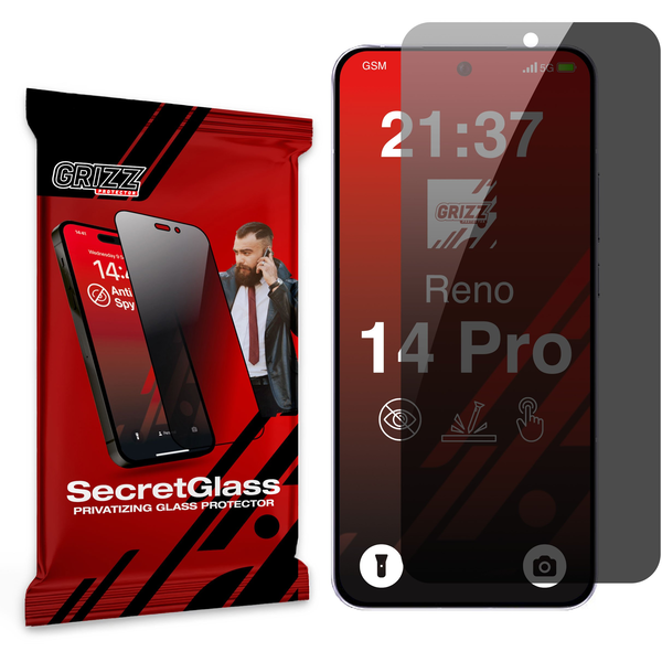 Matowe szkło prywatyzujące GrizzGlass SecretGlass do Oppo Reno14 Pro