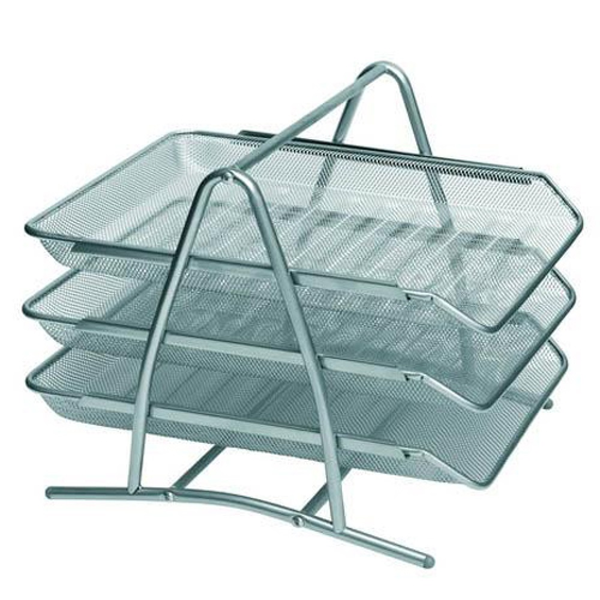 Bluering Fémhálós irattálca 3 szintes  ezüst