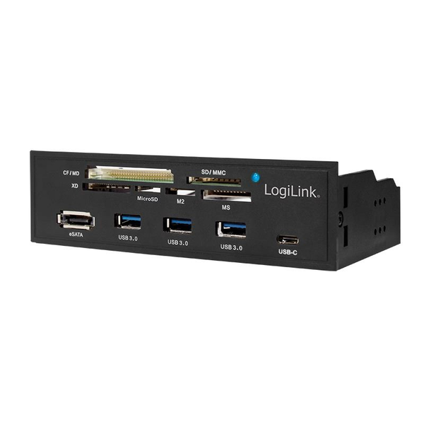 Вътрешен HUB USB LOGILINK, USB 3.0, Type C, USB 2.0, S-ATA, SD, MicroSD, M2, MS, XD, CF, eSATA, Черен