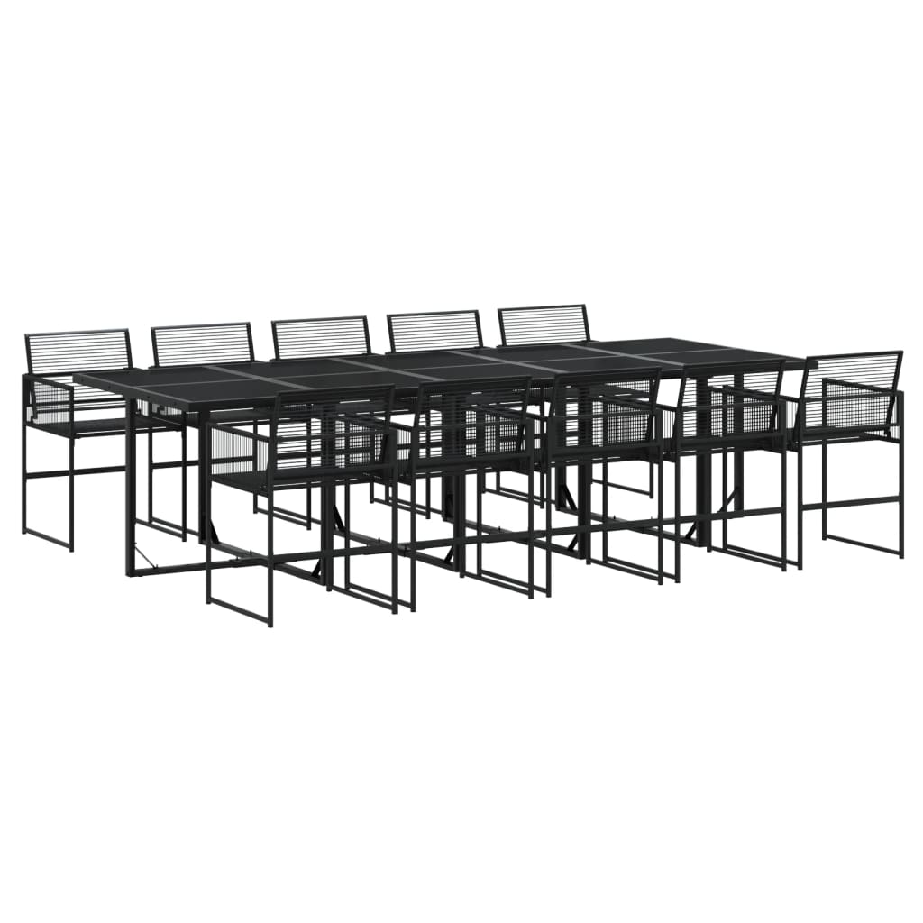11 részes fekete polyrattan kerti étkezőgarnitúra (3295051)