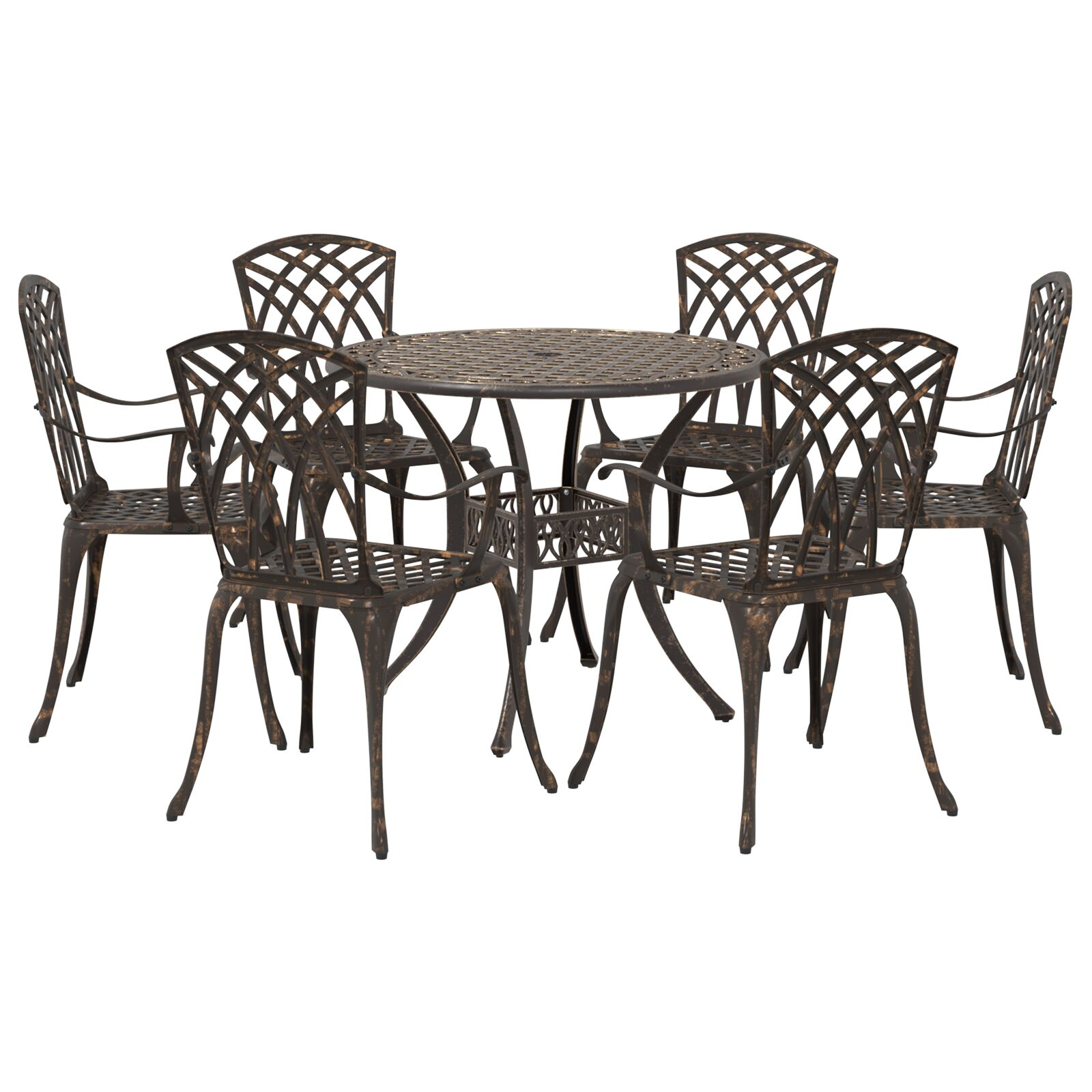 7 darabos kert étkező garnitúra bronz öntött alumíniumból (3334720)