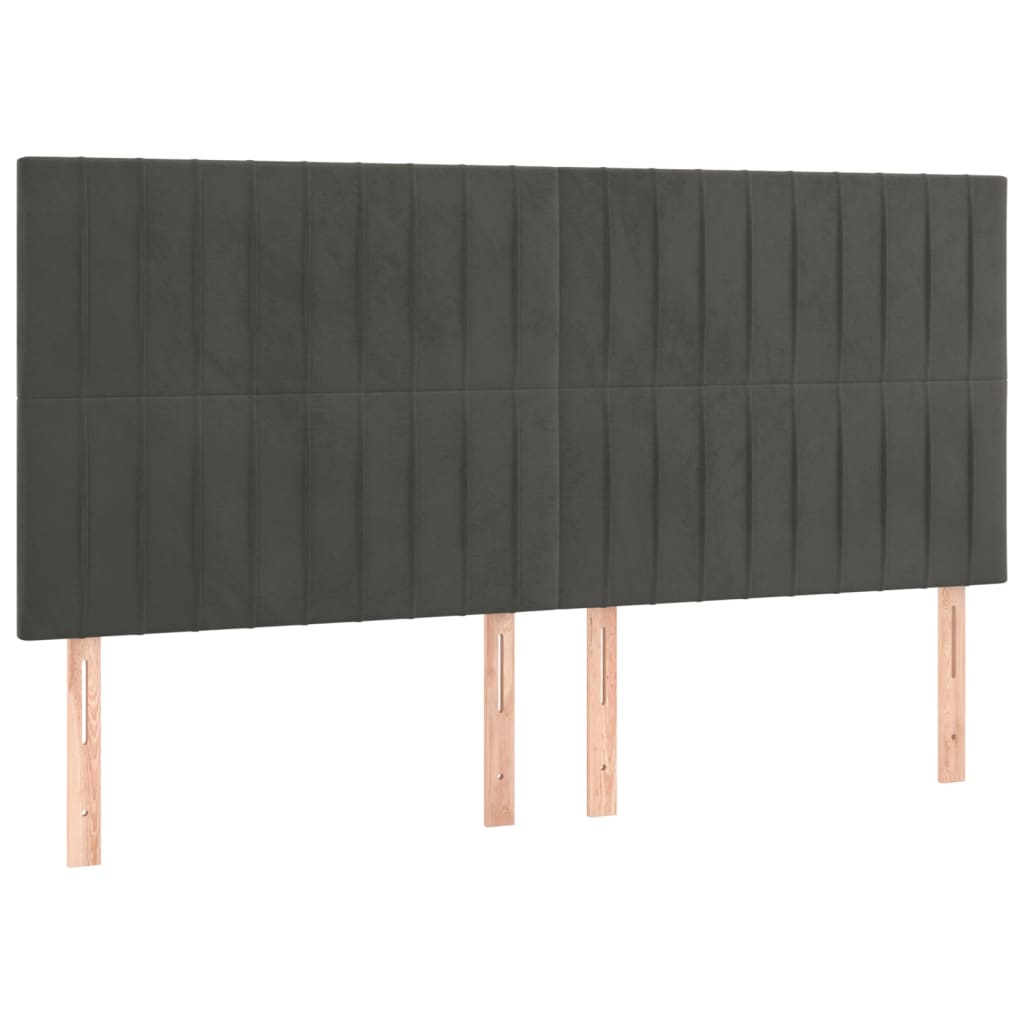 4 db sötétszürke bársony fejtámla 100x5x78/88 cm (3116637)