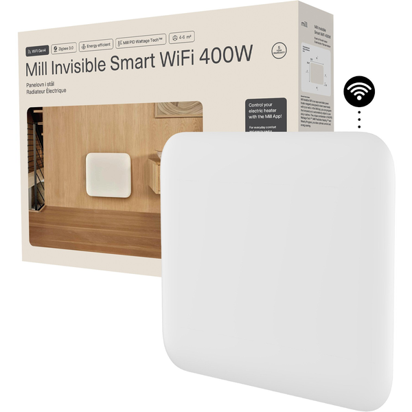Mill Invisible Smart WiFi Heater | PA400WIFI4 | Panel Heater | 400 W | Suitable for rooms iki 4-6 m² | Baltas | IPX4