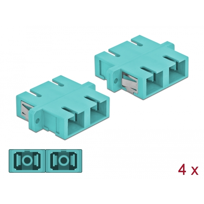 Delock SC optikai szálas csatlakozó duplex anya - SC duplex anya, multimódosú 4 db. Világoskék (85997) (85997)