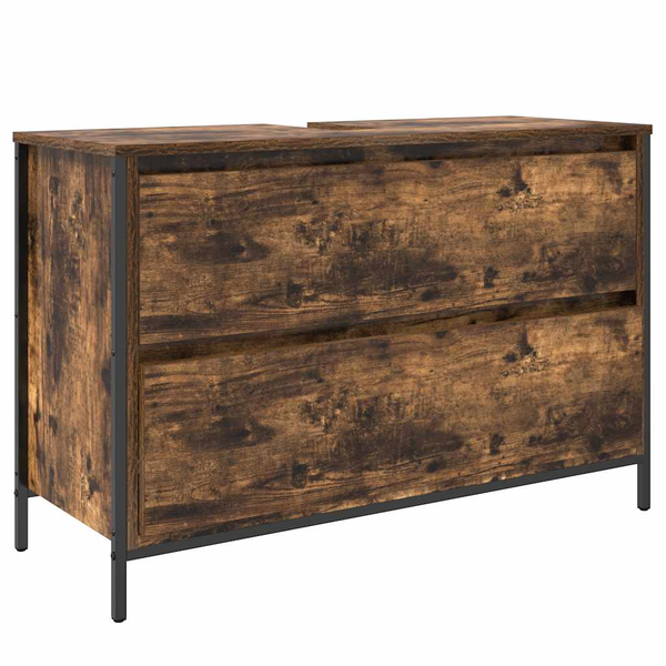 füstös tölgy fürdőszobai mosdószekrény fiókokkal 90x34,5x60 cm