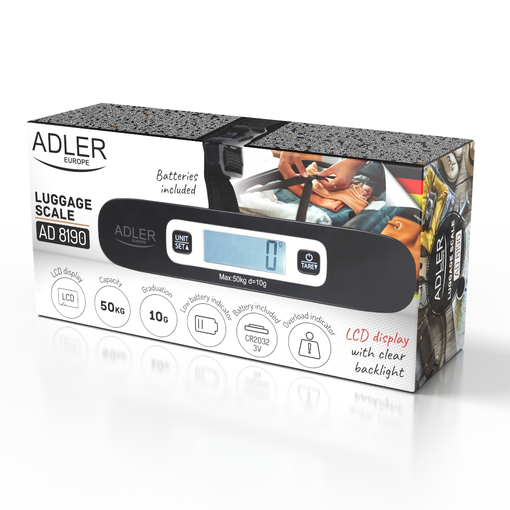 Adler AD 8190 Bőröndmérleg - Fekete (AD 8190)