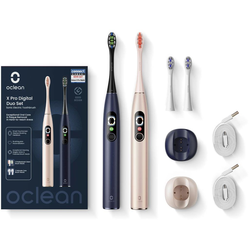 Oclean X Pro Digital Duo Set Arany & Kék Szónikus Elektromos Fogkefe (6970810554274)
