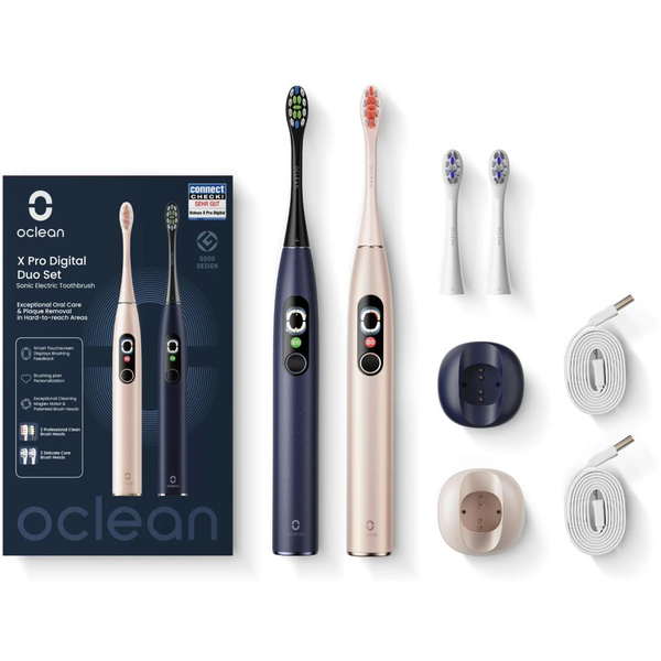 Kartáček sonický 2ks OCLEAN X Pro Digital Duo Set zlatý tmavě modrý