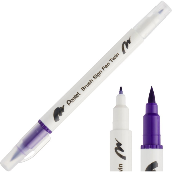 Oboustranné fix Pen Twin Pentel Violet s štětcem