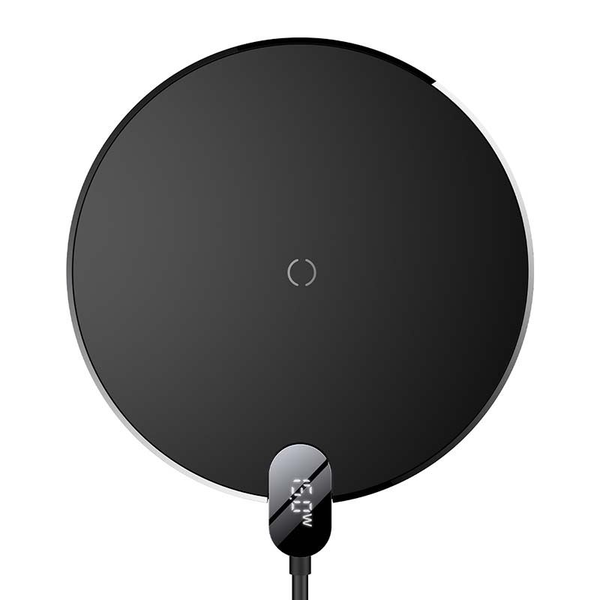 Безжично зарядно BASEUS 220V Wireless 15W, Digital LED Type-C, черно