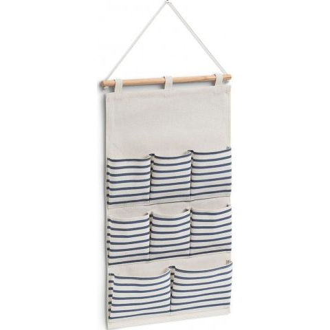  Zeller Szafka wisząca "Stripes", 8 przegródek, bawełna / poliester, niebieskie, 35x60 cm