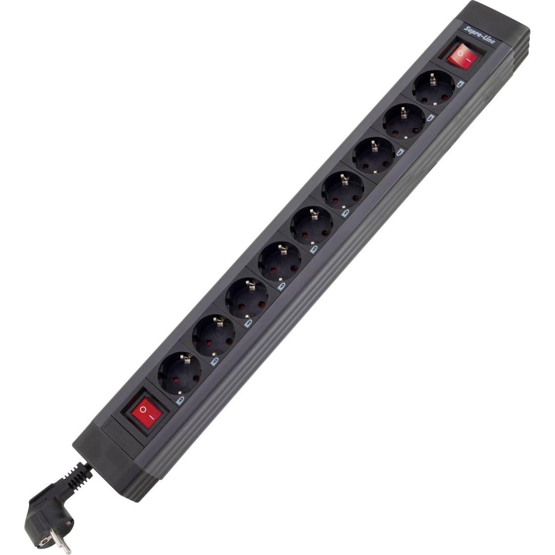 REV 0014923513 Hálózati elosztó kapcsolóval 9 részes, antracit/fekete 3,4 m (r0014923513)