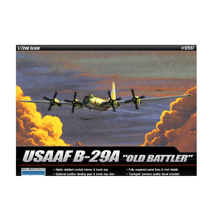 Academy USAAF B-29A 'Old Battler' bombázó repülőgép műanyag modell (1:72) (MA-12517)