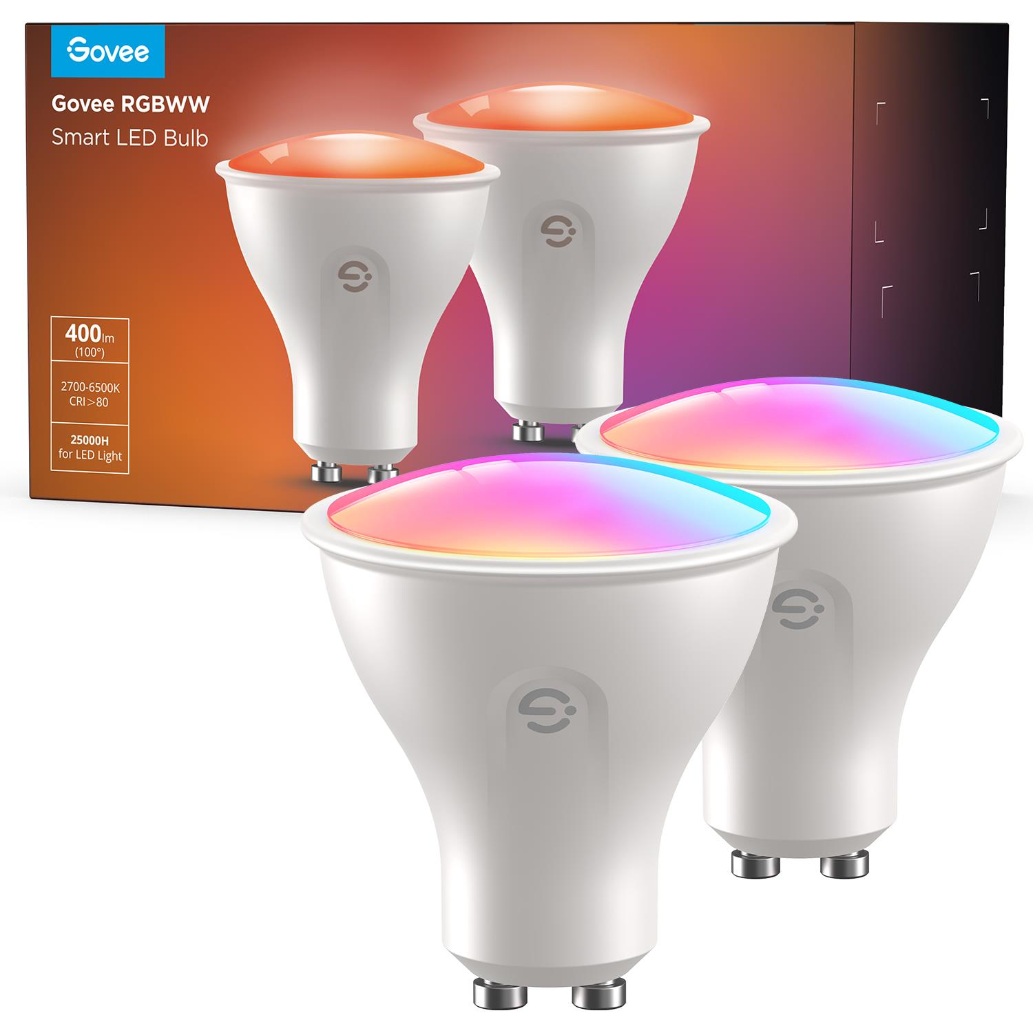 Govee Smart RGBWW 4,8 W-50 W, 400 lm GU10 Long Life, 2 db (B600D3C1)