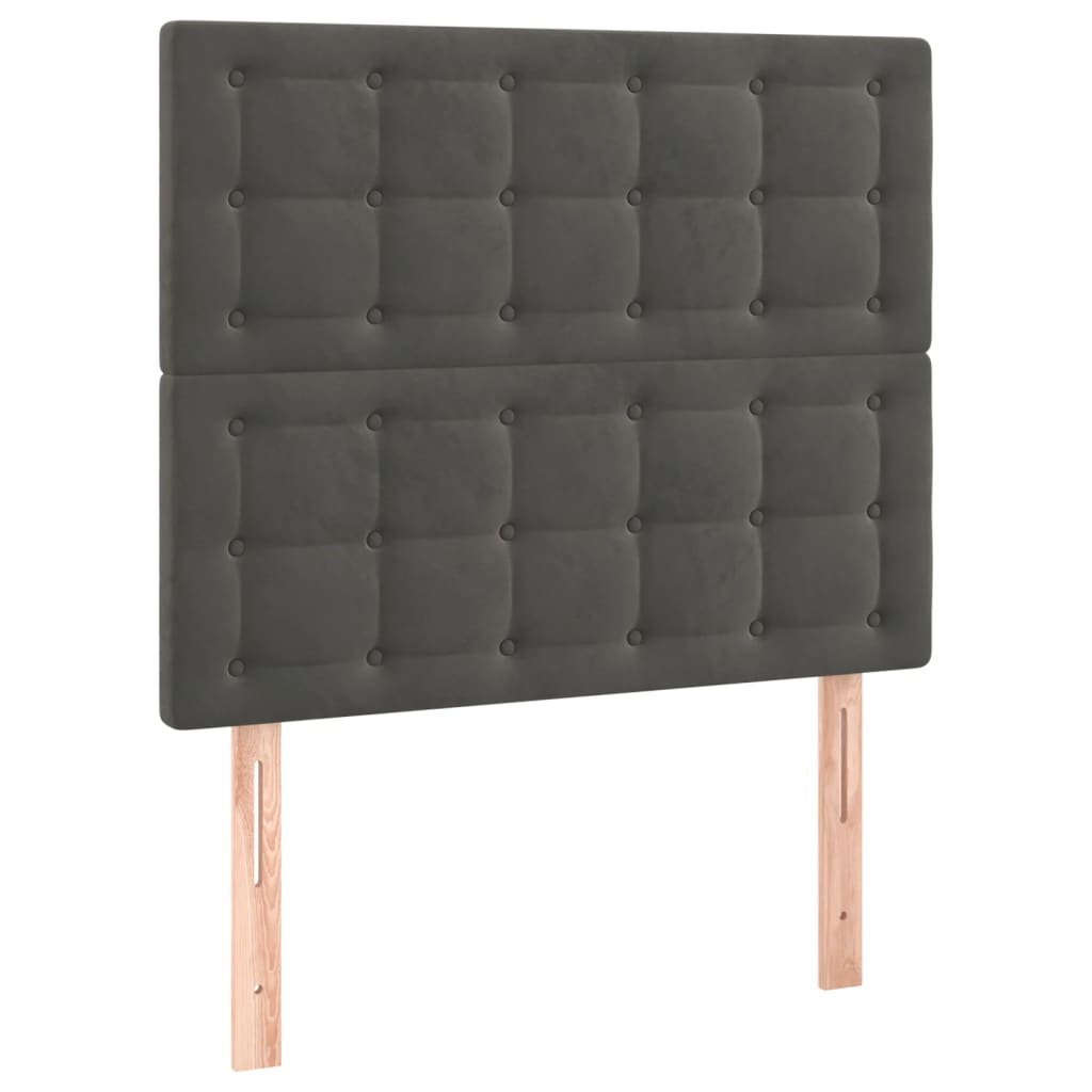 2 db sötétszürke bársony fejtámla 90x5x78/88 cm (3116803)