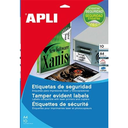 APLI 45.7x21.2 mm etikett, biztonsági, kerekített sarkú 480 darab (LCA11272) (LCA11272)