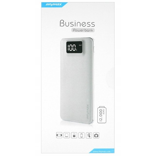Imymax MM-PB/009 Power Bank 12000 mAh LCD Kijelzővel Fehér (6970280760076)