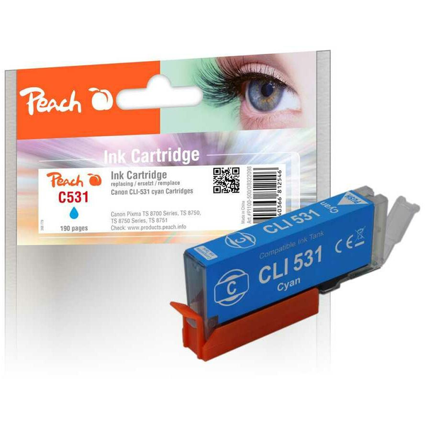 Peach PI100-500 inktcartridge 1 stuk(s) Compatibel Normaal rendement Cyaan