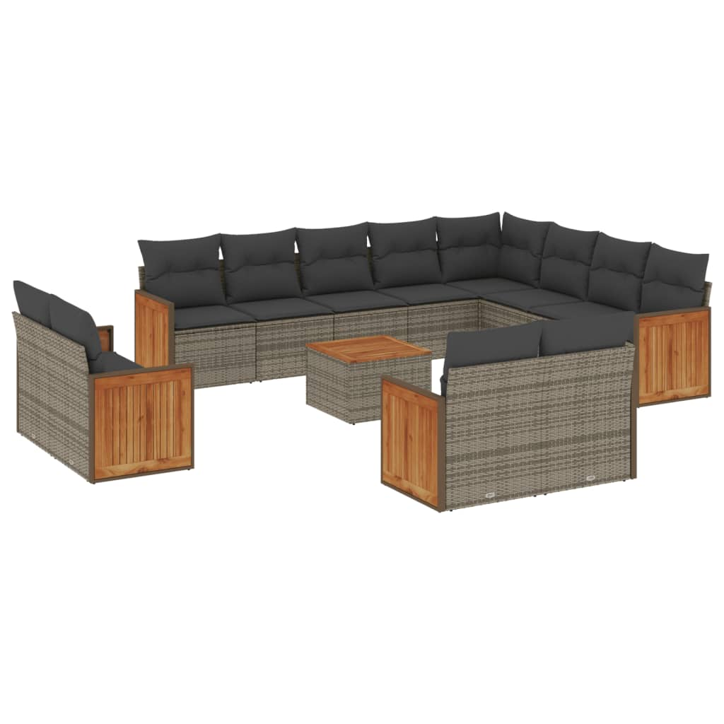 13 részes szürke polyrattan kerti ülőgarnitúra párnákkal (3228202)