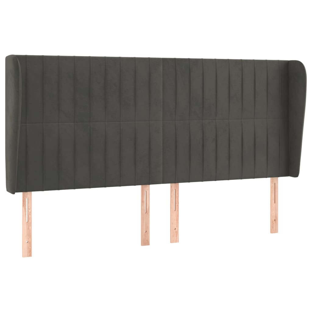 sötétszürke bársony fejtámla szárnyakkal 203x23x118/128 cm (3118261)