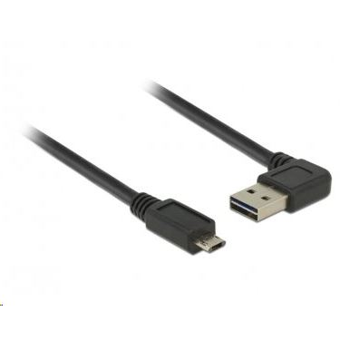 EASY-USB 2.0 Kabel, USB-A Stecker > Micro-USB Stecker 90° (schwarz, 1 Meter, rechts / links abgewinkelt, beidseitig verwendbar)