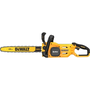 Акумулаторен верижен трион DeWALT DCMCS574X1, 18V/54V XR Flexvolt, безчетков мотор, дължина на острието 45 см, скорост на веригата 13,5 м/с, автоматично смазване с масло, включва: зарядно + батерия 54V XR Flexvolt 9,0 Ah