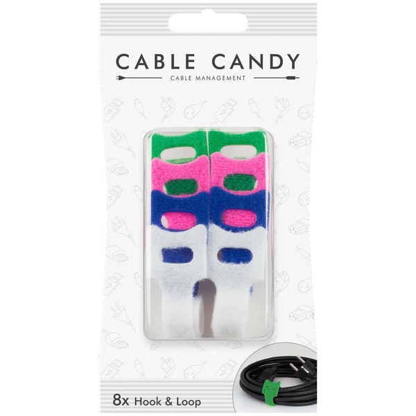 Cable Candy CC006 Tépőzáras kábel kötegelő - Rózsaszín/Zöld/Fehér/kék