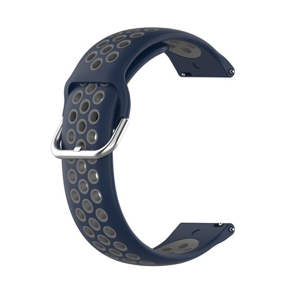 Pótszíj (univerzális, 20 mm, szilikon, lyukacsos, légáteresztő) SÖTÉTKÉK / SZÜRKE [Realme Watch]