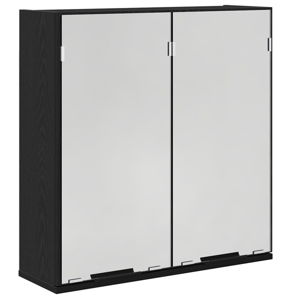 Cabinet cu oglindă pentru baie - Stejar negru, 64x20x66.5 cm, Fabricat din lemn prelucrat