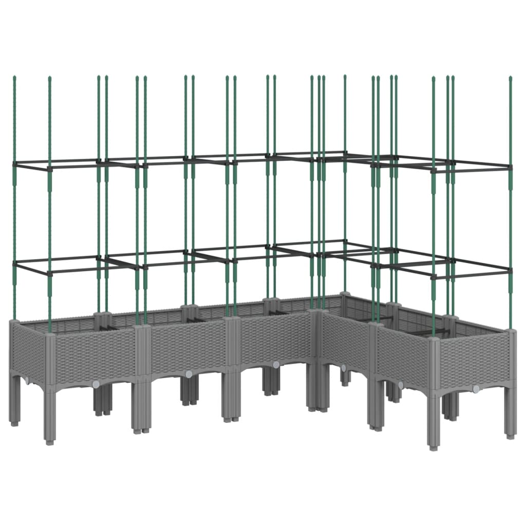 világosszürke PP rácsos kerti ültetőláda 160 x 120 x 142,5 cm (367967)