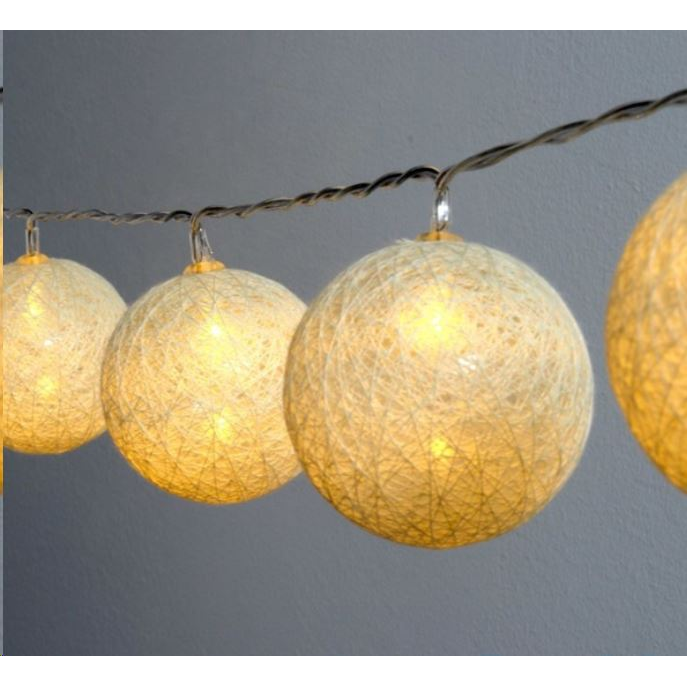 IRIS Gömb alakú 6cm/színes fonott/3m/meleg fehér/20db LED-es/USB-s fénydekoráció (104-28) (104-28)